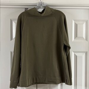 GAP Split Hem MockTurtleneck Sweatshirt/Top. Green. Fleece Lined. M. Great Shape